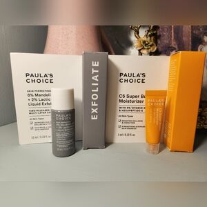 Paula's Choice Exfoliate and C5 Super Boost Moisturizer Set Mini Travel New